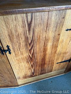 Chestnut Corner Cupboard.  Measures 48"W at Front, 75" Tall, 27" Deep at Center and 36" Each Side at Back
