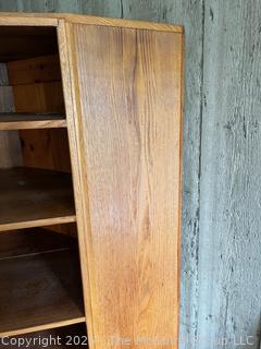 Chestnut Corner Cupboard.  Measures 48"W at Front, 75" Tall, 27" Deep at Center and 36" Each Side at Back