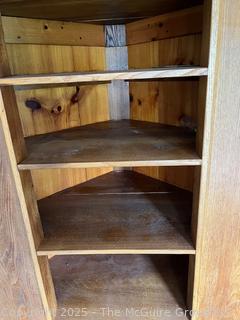 Chestnut Corner Cupboard.  Measures 48"W at Front, 75" Tall, 27" Deep at Center and 36" Each Side at Back