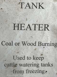 Metal Coal or Wood Fired Tank Heater Used to Keep Cattle Water Troughs From Freezing in Winter