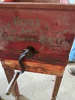 Wooden Hand Powered Root Cutter. Original Stenciling