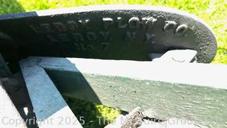 Circa 1875 Wood Beam Horse-Drawn Plow Made by LeRoy Plow Co in LeRoy NY