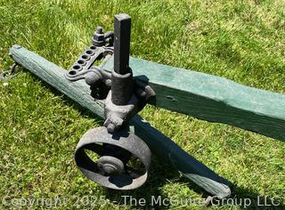 Circa 1875 Wood Beam Horse-Drawn Plow Made by LeRoy Plow Co in LeRoy NY