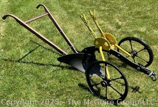Horse Drawn Single Bottom Plow w/ "The Winner Truck" Attachment to Control Plowing Depth.  C.R. Lewis Cortland NY 1907 