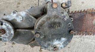 Universal A Vintage Chain Saw Made by Power Machinery Ltd. w/ Rare "Lightening Holes" in Bar 