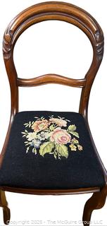 Needlepoint Seated Braced Balloon Back Side Chair