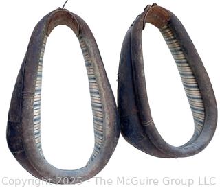 Pair of Padded Horse Collars <br>

<br><br>

Removal Options:<br><br> Sat (Nov 8) & Sun (Nov 9) 11-3pm, 56 Scotch Hill Rd., Cambridge NY 12816<br><br>

Sat (Nov 15) 12-2pm, TMG Warehouse, 2800 Juniper St., Fairfax, VA 22031<br><br>

Request Shipping (david@themcguiregroupllc.com)