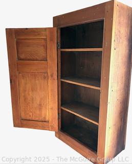 19th C Four (4) Shelf Pine Wall Cabinet w/ Single Door.  Measures 27 x 13 x 50"T