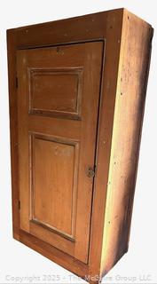 19th C Four (4) Shelf Pine Wall Cabinet w/ Single Door.  Measures 27 x 13 x 50"T