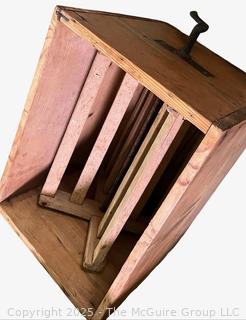 Primitive Lidded Wooden Butter Churn with Hand Crank (12 x 11 x 16"T)