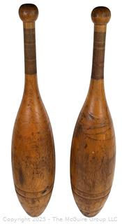 Antique Pair Native American Exercise Clubs Juggling Pins 6lbs