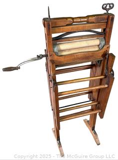 Antique Wooden Clothes Wringer Washer w/ Double Fold Down Benches. Anchor Brand