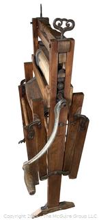 Antique Wooden Clothes Wringer Washer w/ Double Fold Down Benches. Anchor Brand