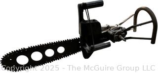 Universal A Vintage Chain Saw Made by Power Machinery Ltd. w/ Rare "Lightening Holes" in Bar 