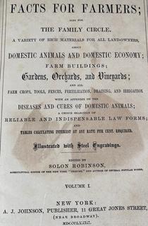 Facts for Farmers Book Edited by Solon Robinson Vol. 1