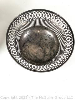 Servingware Including Sterling Weighted Candlesticks and Pierced Sterling Bowl