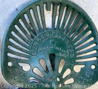 Walter A. Wood Cast Iron Seat Attached to Wooden Tongue. Hoosic Falls NY