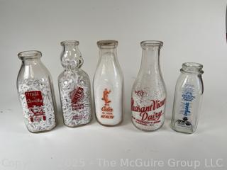 Five (5) Milk Bottles Including White's, Pleasant Valley and Trickling Springs.