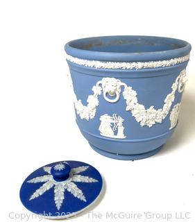 Wedgwood Jasperware Blue Planter and Lid