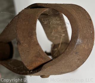 Eclectic Grouping Including Galvanized Chicken Feeder, Hand Saws and Forged Strap Hinge
