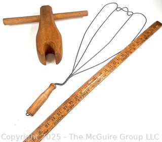 Rug Beater and Large Wooden "T" Wrench