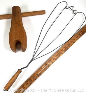 Rug Beater and Large Wooden "T" Wrench