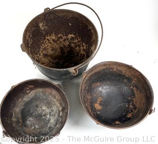 Three (3) Cast Iron Pots