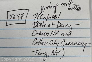 Seven (7) Milk and Cream Bottles Including Capitol District, Cohoes and Collar City