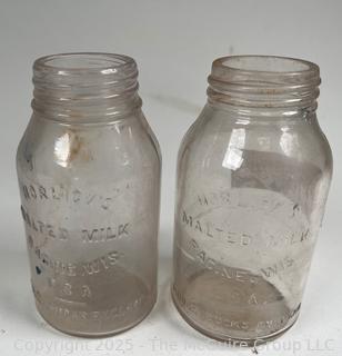 Two (2) Malted Milk 1/2 Pint Bottles of Horlick's Dairy, Racine WI