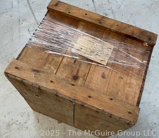 Open Wooden Oyster Box with Stenciling Greenpoint L.I. 