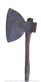 Forged Iron Broad Axe with Hand Carved Handle