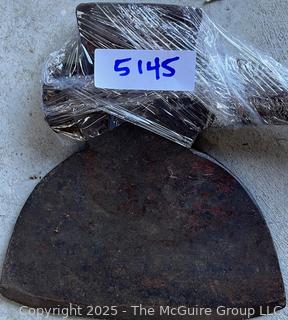 Forged Iron Broad Axe with Hand Carved Handle