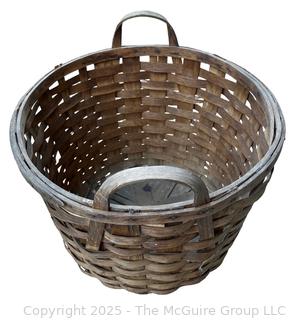 Oak Splint Double Handled Gathering Basket. Measures 18" Diameter at Rim x 13"T