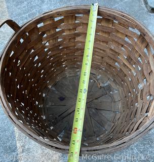 Oak Splint Double Handled Gathering Basket. Measures 18" Diameter at Rim x 13"T
