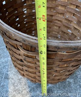 Oak Splint Double Handled Gathering Basket. Measures 18" Diameter at Rim x 13"T