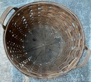 Oak Splint Double Handled Gathering Basket. Measures 18" Diameter at Rim x 13"T