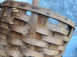 Oak Splint Double Handled Gathering Basket. Measures 18" Diameter at Rim x 13"T