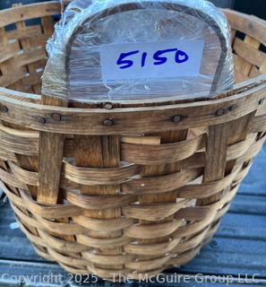 Oak Splint Double Handled Gathering Basket. Measures 18" Diameter at Rim x 13"T