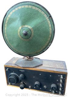 Early 20th C Model 52 Crosley Tube Radio Receiver and Crosley Ultra Musicone Speaker