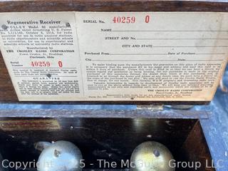 Early 20th C Model 52 Crosley Tube Radio Receiver and Crosley Ultra Musicone Speaker