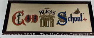 Framed Lithograph Color Lithograph God Bless Our School. 