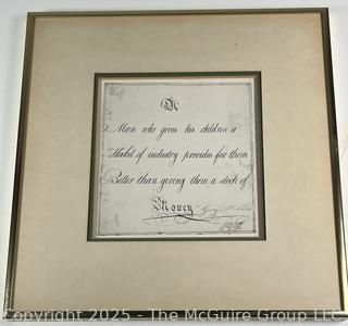 Framed Lithograph of Poem by George Ellis (1753 – 1815)
