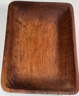 Hand Carved Cherrywood Trencher Fruit Bowl.  Measures 12 x 16.5 x 3.5"  