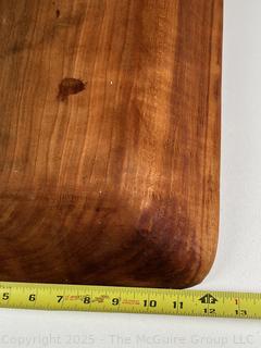 Hand Carved Cherrywood Trencher Fruit Bowl.  Measures 12 x 16.5 x 3.5"  