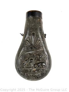 Embossed Pewter Powder Flask