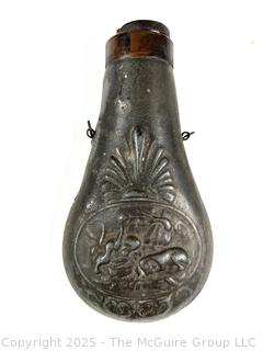 Embossed Pewter Powder Flask
