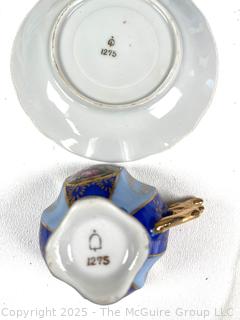 Cobalt Blue Glassware Including Bell Telephone Paperweight, Snowman, Porcelain Cup & Saucer and Chopsticks
