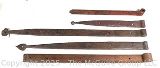 Five (5) Hand Forged Barn Door Strap Hinges