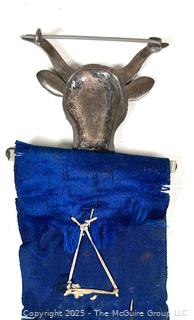 Freemasonry Medal Ribbon, Eyeglass Cases, Belt Buckle, Three Wise Monkey Figurine and Porcelain Shakers