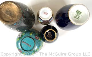 Group Including Japanese Cloisonne Vase and Bowl, Moriage Satsuma Vase and Royal Porzellan Bavaria Porcelain Vases